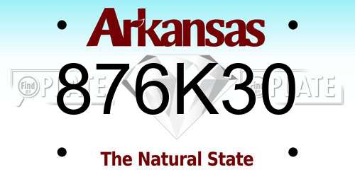 876K30 Arkansas License Plate
