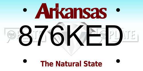 876KED Arkansas License Plate
