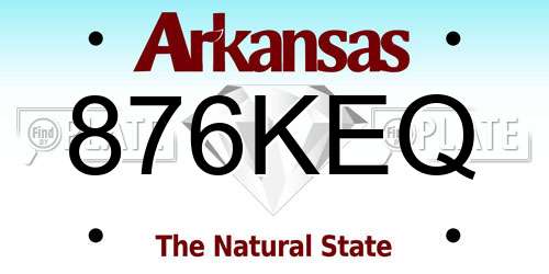 876KEQ Arkansas License Plate