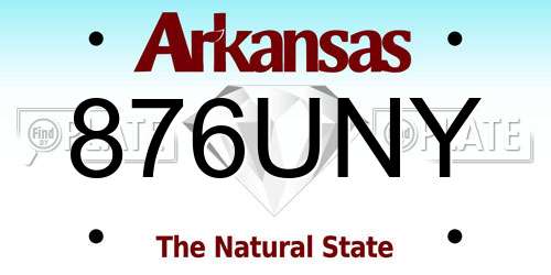 876UNY Arkansas License Plate
