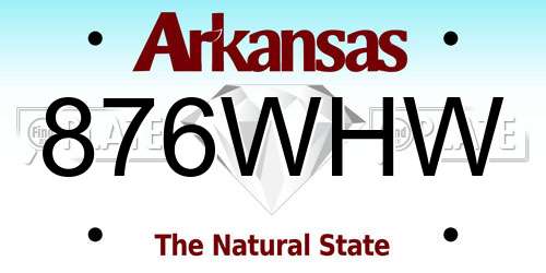 876WHW Arkansas License Plate