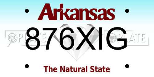 876XIG Arkansas License Plate