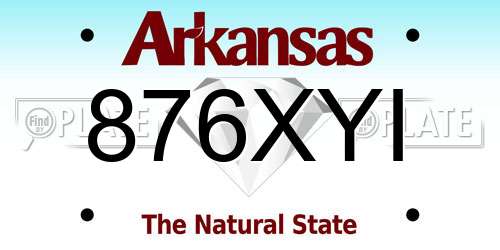 876XYI Arkansas License Plate