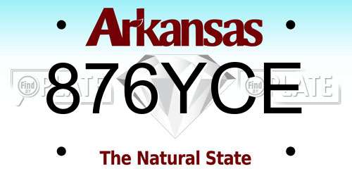 876YCE Arkansas License Plate