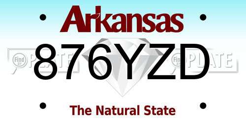 876YZD Arkansas License Plate