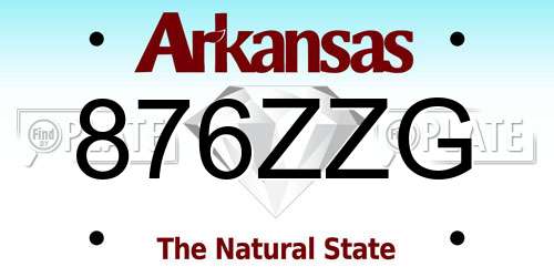 876ZZG Arkansas License Plate