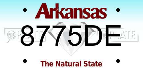 8775DE Arkansas License Plate
