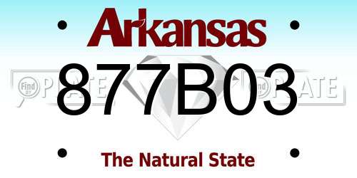 877B03 Arkansas License Plate