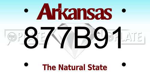 877B91 Arkansas License Plate