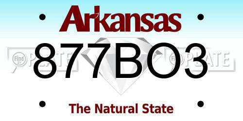 877BO3 Arkansas License Plate