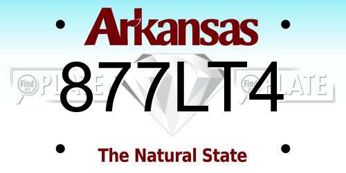 877LT4 Arkansas License Plate