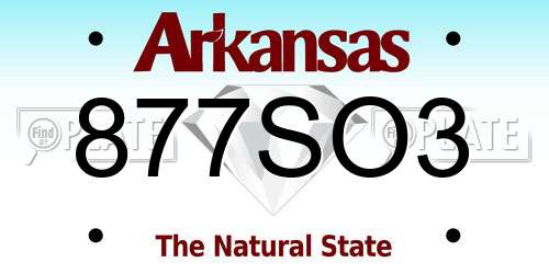 877SO3 Arkansas License Plate
