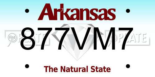 877VM7 Arkansas License Plate