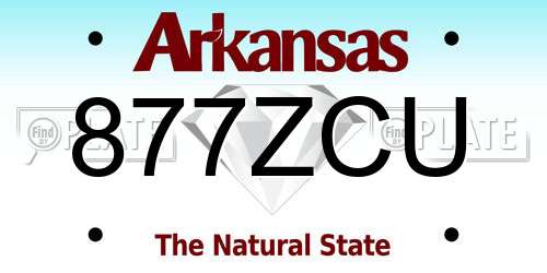 877ZCU Arkansas License Plate