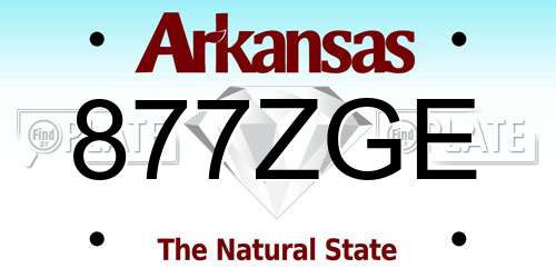877ZGE Arkansas License Plate
