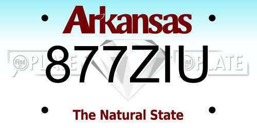 877ZIU Arkansas License Plate