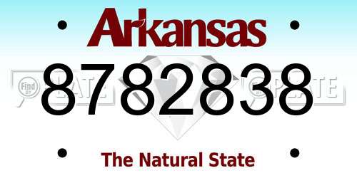8782838 Arkansas License Plate