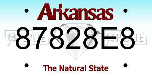 87828E8 Arkansas License Plate