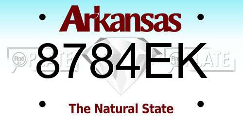 8784EK Arkansas License Plate