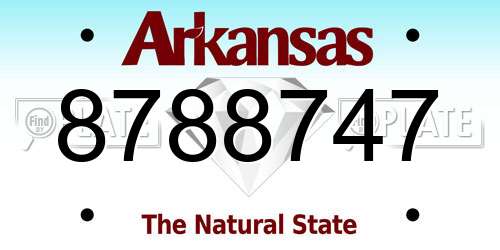8788747 Arkansas License Plate