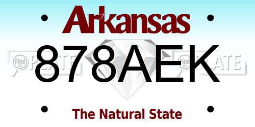 878AEK Arkansas License Plate