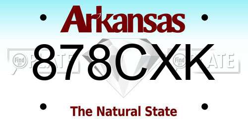 878CXK Arkansas License Plate