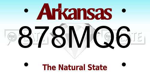 878MQ6 Arkansas License Plate