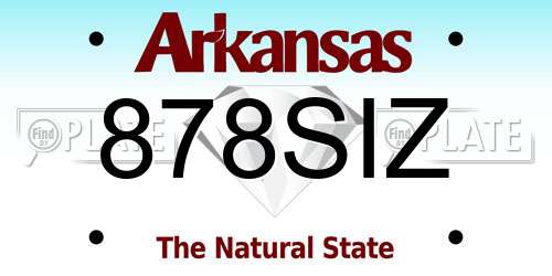 878SIZ Arkansas License Plate
