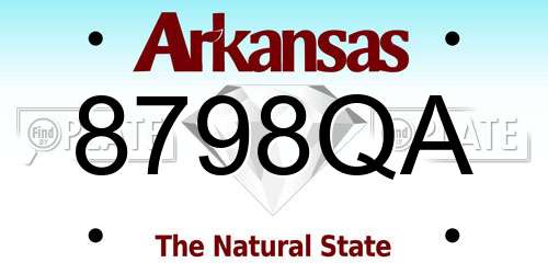 8798QA Arkansas License Plate