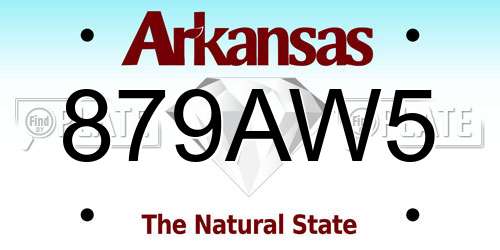 879AW5 Arkansas License Plate