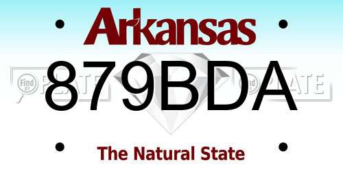 879BDA Arkansas License Plate