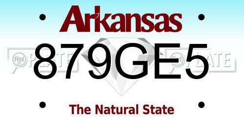 879GE5 Arkansas License Plate