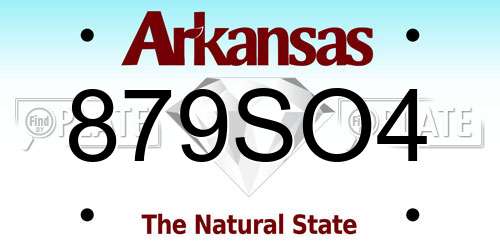 879SO4 Arkansas License Plate