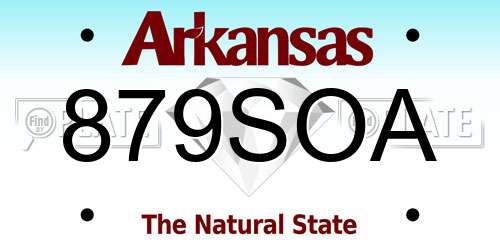 879SOA Arkansas License Plate