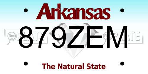 879ZEM Arkansas License Plate