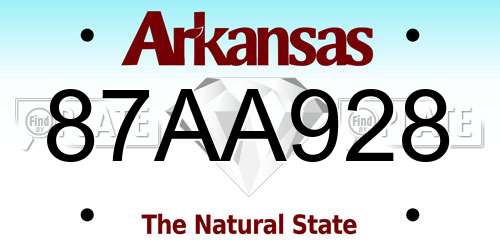 87AA928 Arkansas License Plate