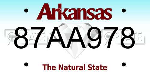 87AA978 Arkansas License Plate