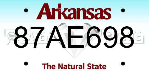 87AE698 Arkansas License Plate