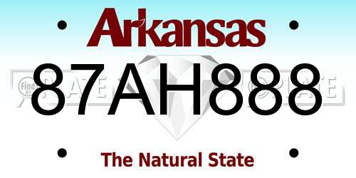 87AH888 Arkansas License Plate
