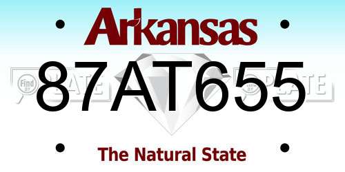 87AT655 Arkansas License Plate