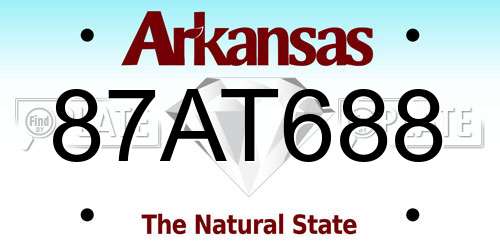87AT688 Arkansas License Plate