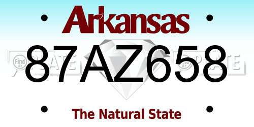 87AZ658 Arkansas License Plate