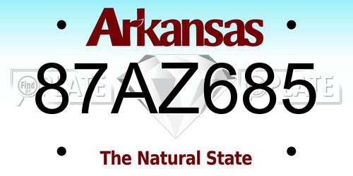 87AZ685 Arkansas License Plate