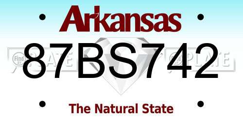 87BS742 Arkansas License Plate