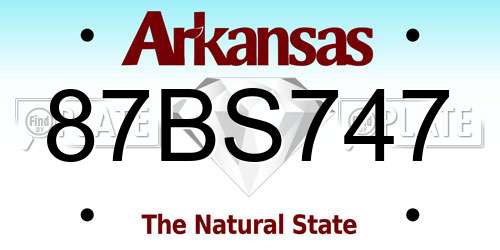 87BS747 Arkansas License Plate