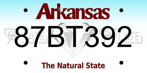 87BT392 Arkansas License Plate