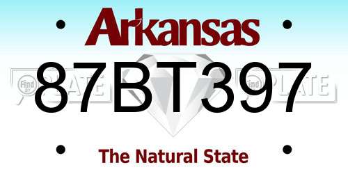 87BT397 Arkansas License Plate