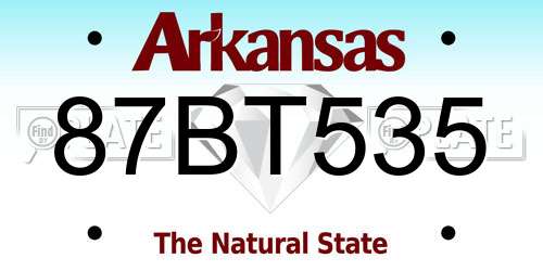 87BT535 Arkansas License Plate