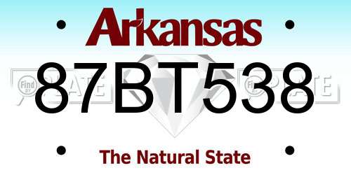 87BT538 Arkansas License Plate