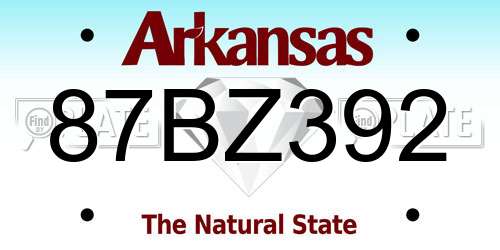 87BZ392 Arkansas License Plate